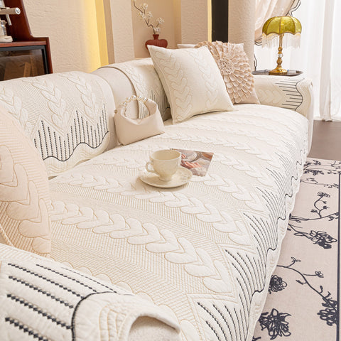 Slipcover KAS™ 3D Quilted Thick Cotton Sofa Cover Non-Slip Couch Throw for Fabric & Leather Sofas
