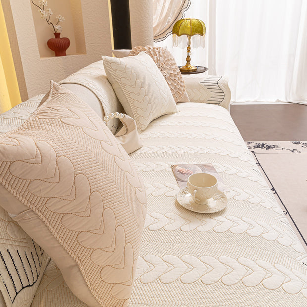 Slipcover KAS™ 3D Quilted Thick Cotton Sofa Cover Non-Slip Couch Throw for Fabric & Leather Sofas