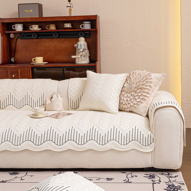 Slipcover KAS™ 3D Quilted Thick Cotton Sofa Cover Non-Slip Couch Throw for Fabric & Leather Sofas