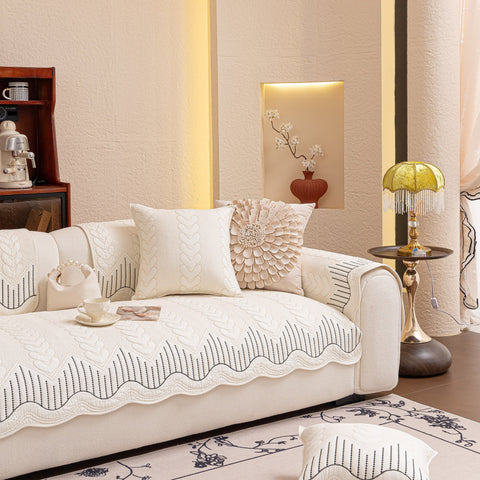 Slipcover KAS™ 3D Quilted Thick Cotton Sofa Cover Non-Slip Couch Throw for Fabric & Leather Sofas