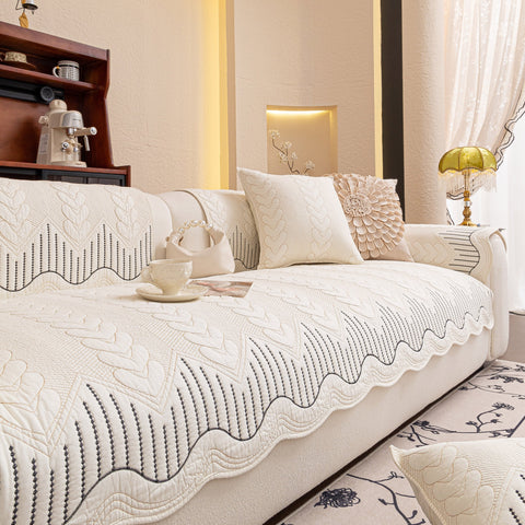 Slipcover KAS™ 3D Quilted Thick Cotton Sofa Cover Non-Slip Couch Throw for Fabric & Leather Sofas