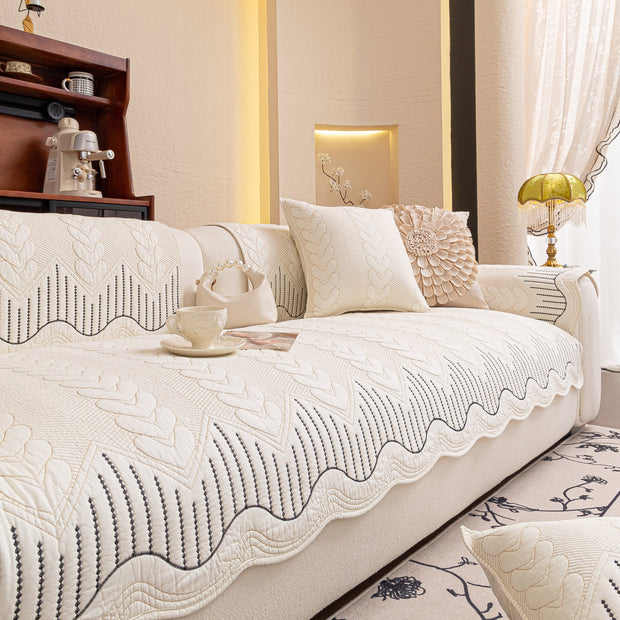 Slipcover KAS™ 3D Quilted Thick Cotton Sofa Cover Non-Slip Couch Throw for Fabric & Leather Sofas