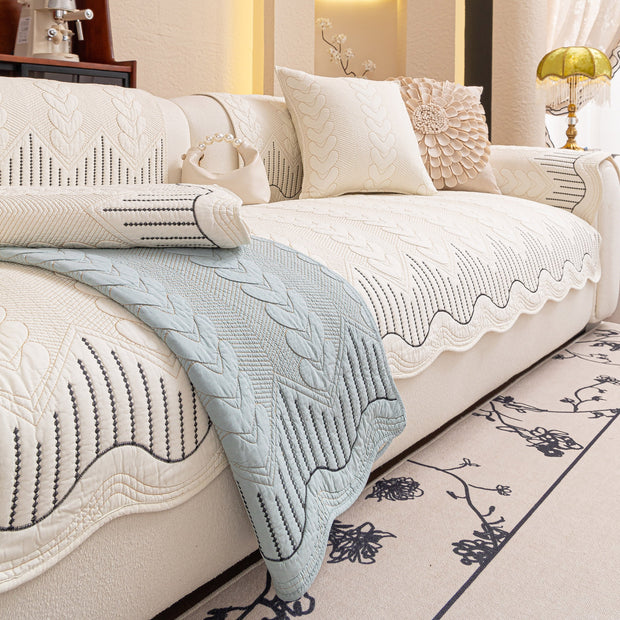 Slipcover KAS™ 3D Quilted Thick Cotton Sofa Cover Non-Slip Couch Throw for Fabric & Leather Sofas