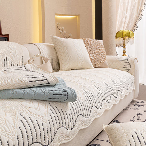 Slipcover KAS™ 3D Quilted Thick Cotton Sofa Cover Non-Slip Couch Throw for Fabric & Leather Sofas
