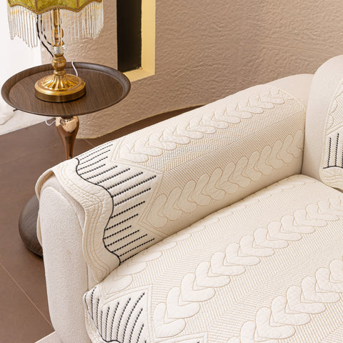Slipcover KAS™ 3D Quilted Thick Cotton Sofa Cover Non-Slip Couch Throw for Fabric & Leather Sofas