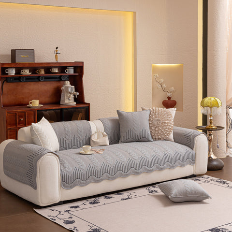 Slipcover KAS™ 3D Quilted Thick Cotton Sofa Cover Non-Slip Couch Throw for Fabric & Leather Sofas