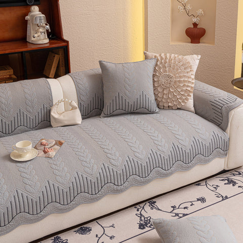 Slipcover KAS™ 3D Quilted Thick Cotton Sofa Cover Non-Slip Couch Throw for Fabric & Leather Sofas