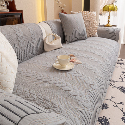 Slipcover KAS™ 3D Quilted Thick Cotton Sofa Cover Non-Slip Couch Throw for Fabric & Leather Sofas