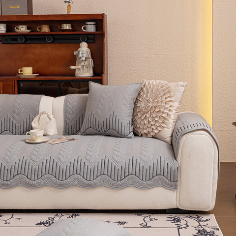 Slipcover KAS™ 3D Quilted Thick Cotton Sofa Cover Non-Slip Couch Throw for Fabric & Leather Sofas