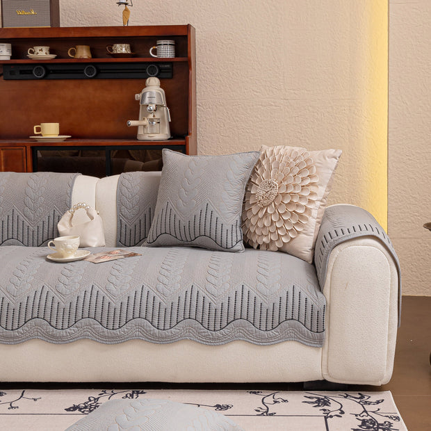 Slipcover KAS™ 3D Quilted Thick Cotton Sofa Cover Non-Slip Couch Throw for Fabric & Leather Sofas