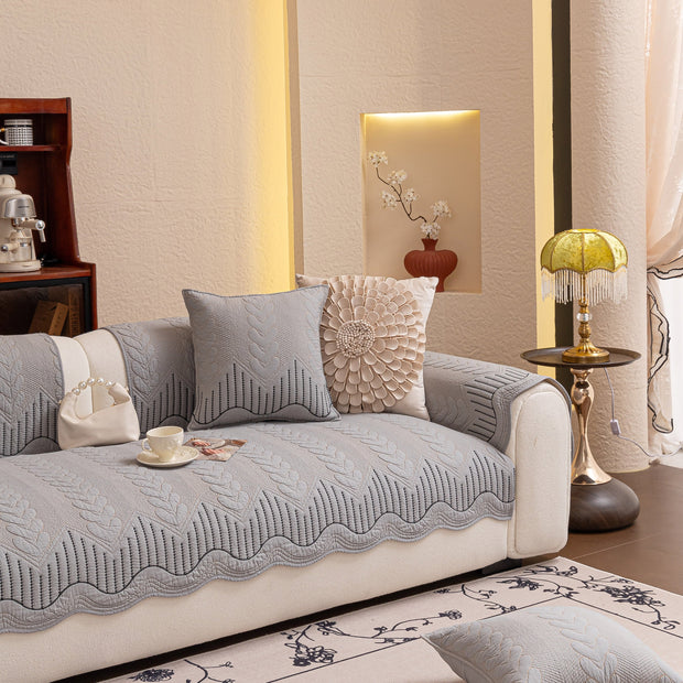 Slipcover KAS™ 3D Quilted Thick Cotton Sofa Cover Non-Slip Couch Throw for Fabric & Leather Sofas