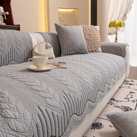 Slipcover KAS™ 3D Quilted Thick Cotton Sofa Cover Non-Slip Couch Throw for Fabric & Leather Sofas