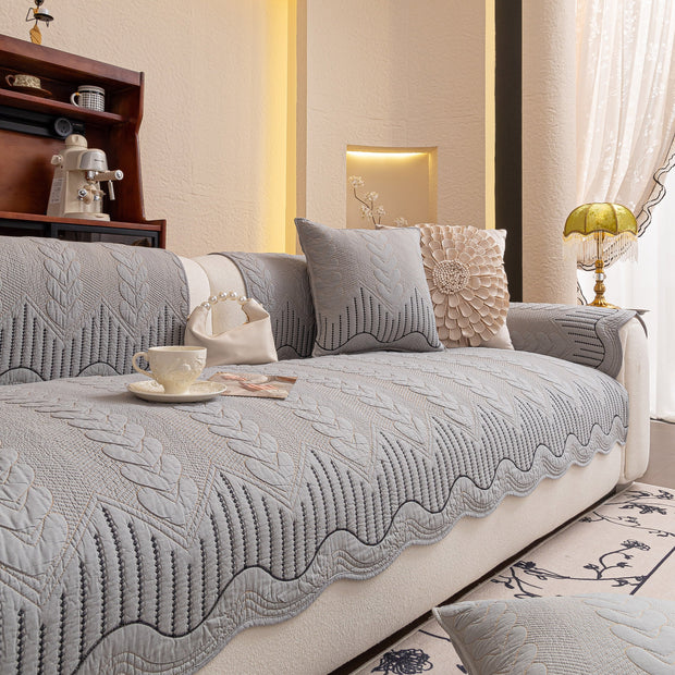 Slipcover KAS™ 3D Quilted Thick Cotton Sofa Cover Non-Slip Couch Throw for Fabric & Leather Sofas