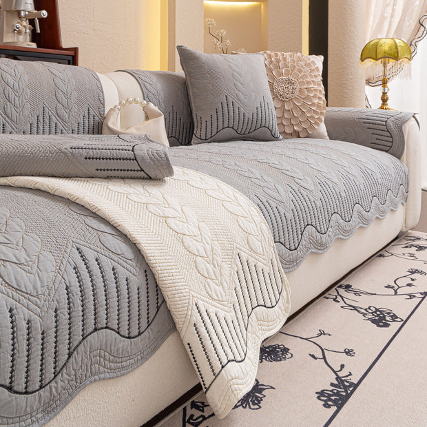 Slipcover KAS™ 3D Quilted Thick Cotton Sofa Cover Non-Slip Couch Throw for Fabric & Leather Sofas