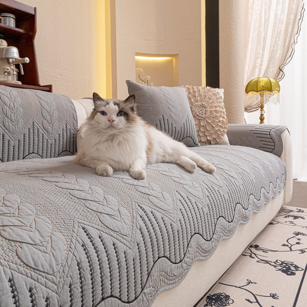 Slipcover KAS™ 3D Quilted Thick Cotton Sofa Cover Non-Slip Couch Throw for Fabric & Leather Sofas