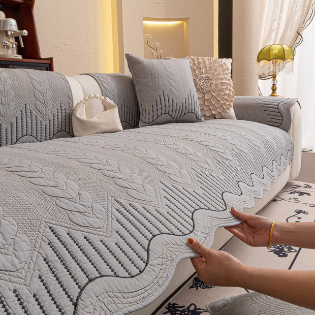 Slipcover KAS™ 3D Quilted Thick Cotton Sofa Cover Non-Slip Couch Throw for Fabric & Leather Sofas