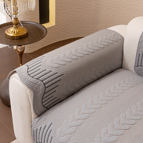 Slipcover KAS™ 3D Quilted Thick Cotton Sofa Cover Non-Slip Couch Throw for Fabric & Leather Sofas