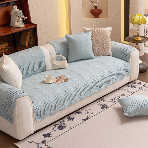 Slipcover KAS™ 3D Quilted Thick Cotton Sofa Cover Non-Slip Couch Throw for Fabric & Leather Sofas