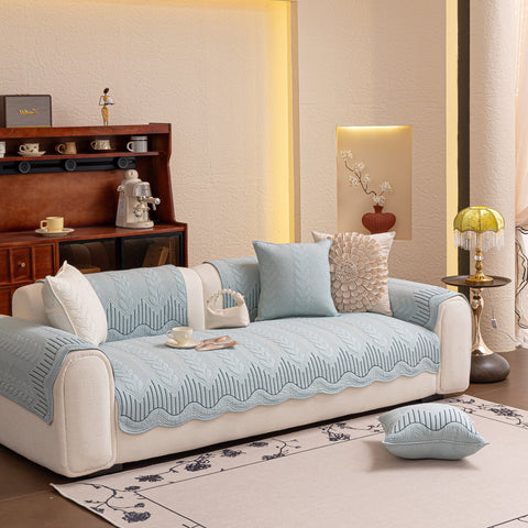 Slipcover KAS™ 3D Quilted Thick Cotton Sofa Cover Non-Slip Couch Throw for Fabric & Leather Sofas