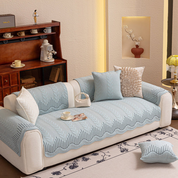 Slipcover KAS™ 3D Quilted Thick Cotton Sofa Cover Non-Slip Couch Throw for Fabric & Leather Sofas