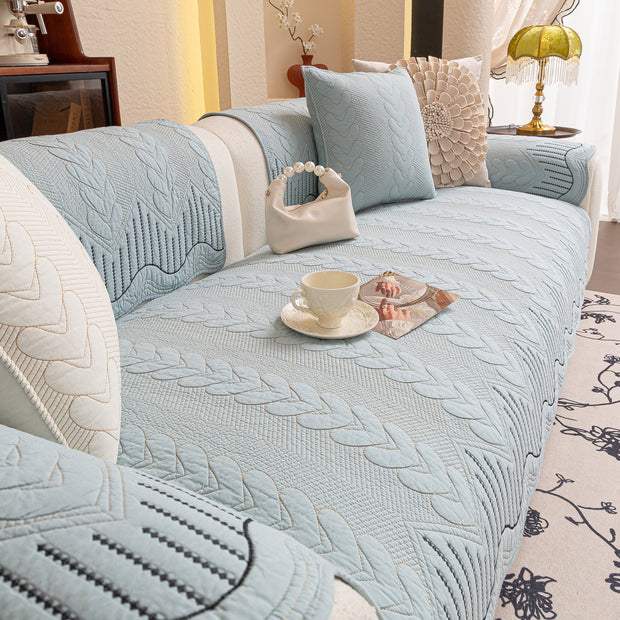 Slipcover KAS™ 3D Quilted Thick Cotton Sofa Cover Non-Slip Couch Throw for Fabric & Leather Sofas