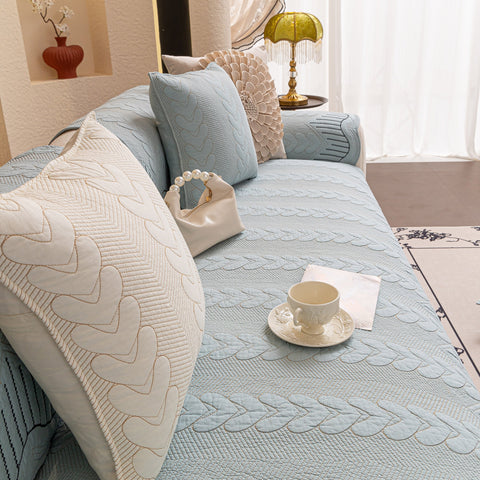 Slipcover KAS™ 3D Quilted Thick Cotton Sofa Cover Non-Slip Couch Throw for Fabric & Leather Sofas