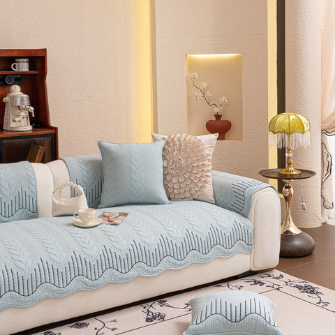 Slipcover KAS™ 3D Quilted Thick Cotton Sofa Cover Non-Slip Couch Throw for Fabric & Leather Sofas