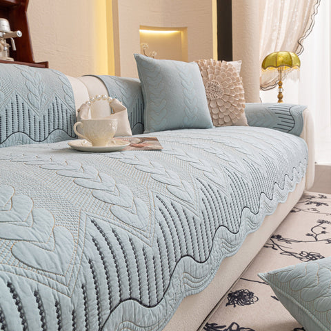 Slipcover KAS™ 3D Quilted Thick Cotton Sofa Cover Non-Slip Couch Throw for Fabric & Leather Sofas