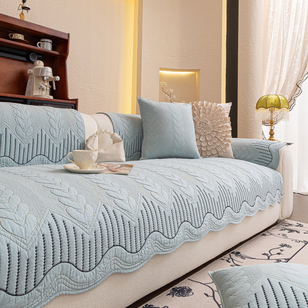 Slipcover KAS™ 3D Quilted Thick Cotton Sofa Cover Non-Slip Couch Throw for Fabric & Leather Sofas