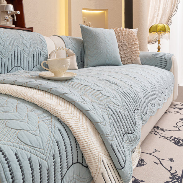 Slipcover KAS™ 3D Quilted Thick Cotton Sofa Cover Non-Slip Couch Throw for Fabric & Leather Sofas