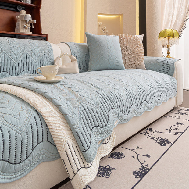 Slipcover KAS™ 3D Quilted Thick Cotton Sofa Cover Non-Slip Couch Throw for Fabric & Leather Sofas