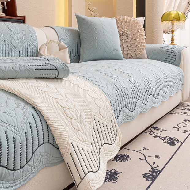 Slipcover KAS™ 3D Quilted Thick Cotton Sofa Cover Non-Slip Couch Throw for Fabric & Leather Sofas