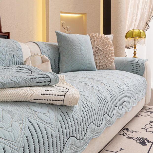 Slipcover KAS™ 3D Quilted Thick Cotton Sofa Cover Non-Slip Couch Throw for Fabric & Leather Sofas