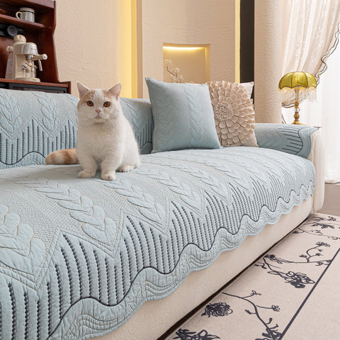Slipcover KAS™ 3D Quilted Thick Cotton Sofa Cover Non-Slip Couch Throw for Fabric & Leather Sofas