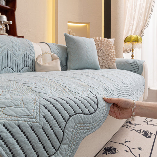 Slipcover KAS™ 3D Quilted Thick Cotton Sofa Cover Non-Slip Couch Throw for Fabric & Leather Sofas