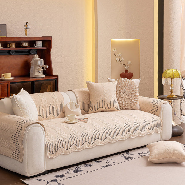 Slipcover KAS™ 3D Quilted Thick Cotton Sofa Cover Non-Slip Couch Throw for Fabric & Leather Sofas