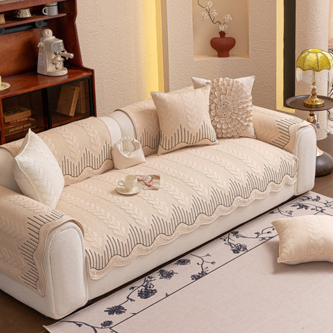 Slipcover KAS™ 3D Quilted Thick Cotton Sofa Cover Non-Slip Couch Throw for Fabric & Leather Sofas