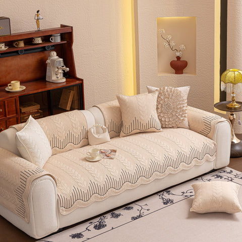 Slipcover KAS™ 3D Quilted Thick Cotton Sofa Cover Non-Slip Couch Throw for Fabric & Leather Sofas