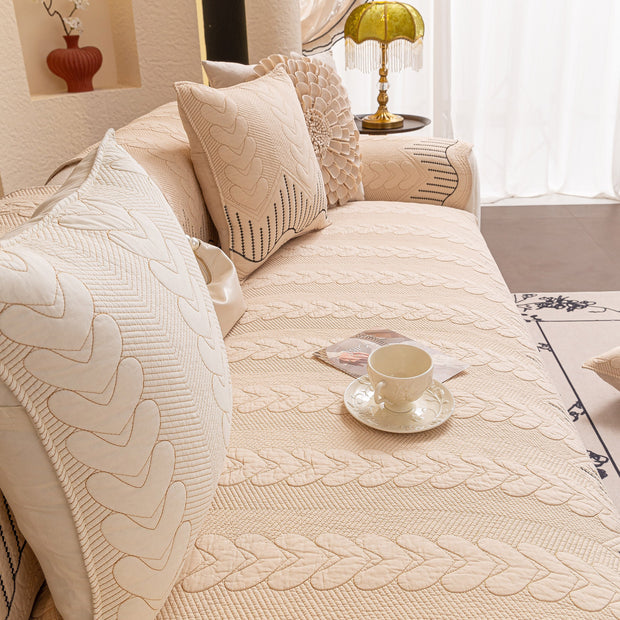 Slipcover KAS™ 3D Quilted Thick Cotton Sofa Cover Non-Slip Couch Throw for Fabric & Leather Sofas