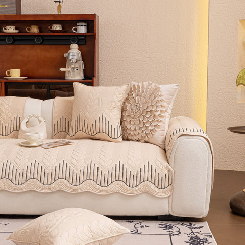 Slipcover KAS™ 3D Quilted Thick Cotton Sofa Cover Non-Slip Couch Throw for Fabric & Leather Sofas