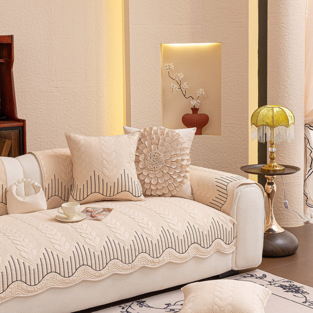 Slipcover KAS™ 3D Quilted Thick Cotton Sofa Cover Non-Slip Couch Throw for Fabric & Leather Sofas