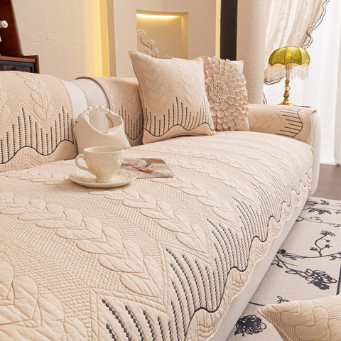 Slipcover KAS™ 3D Quilted Thick Cotton Sofa Cover Non-Slip Couch Throw for Fabric & Leather Sofas