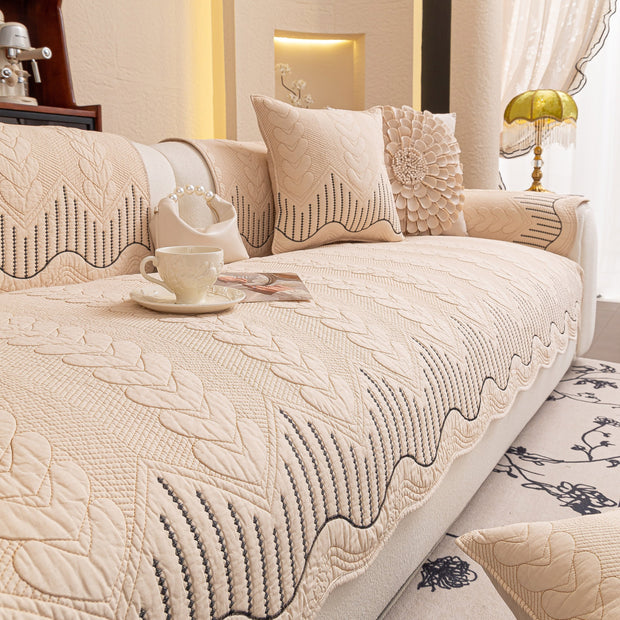 Slipcover KAS™ 3D Quilted Thick Cotton Sofa Cover Non-Slip Couch Throw for Fabric & Leather Sofas