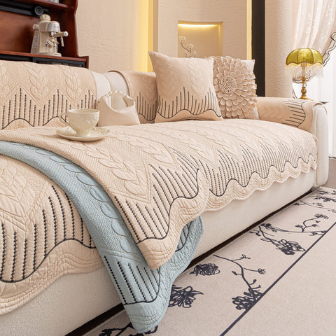 Slipcover KAS™ 3D Quilted Thick Cotton Sofa Cover Non-Slip Couch Throw for Fabric & Leather Sofas