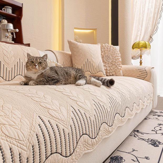 Slipcover KAS™ 3D Quilted Thick Cotton Sofa Cover Non-Slip Couch Throw for Fabric & Leather Sofas