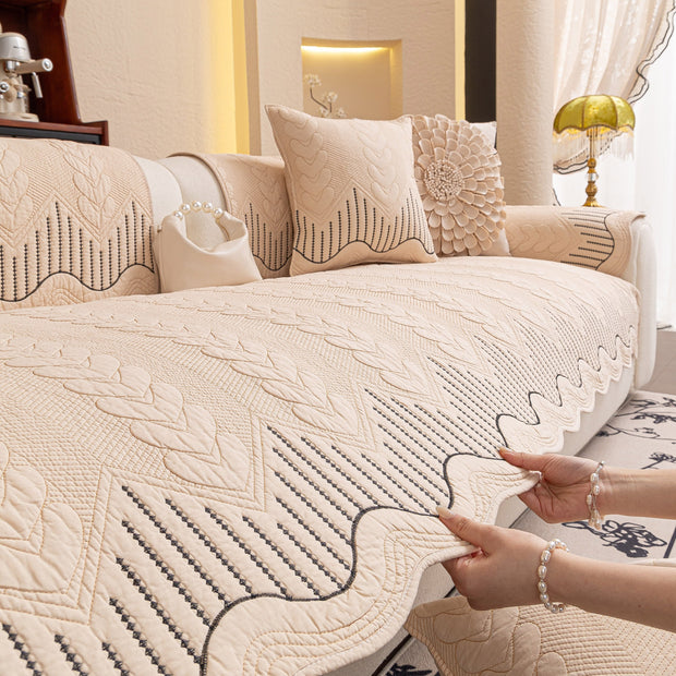 Slipcover KAS™ 3D Quilted Thick Cotton Sofa Cover Non-Slip Couch Throw for Fabric & Leather Sofas