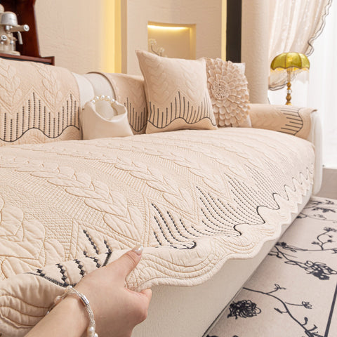 Slipcover KAS™ 3D Quilted Thick Cotton Sofa Cover Non-Slip Couch Throw for Fabric & Leather Sofas