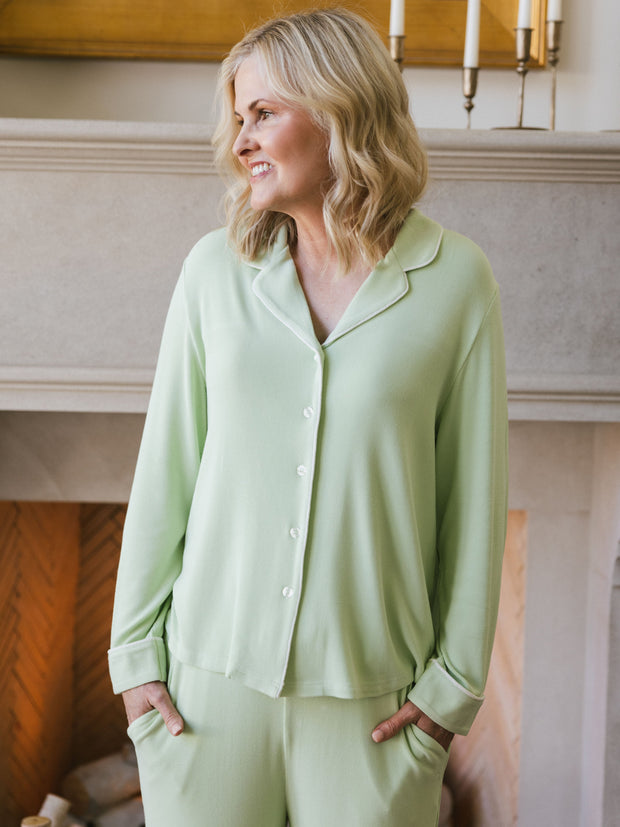 Cozy Earth Rib Knit Classic Long Sleeve Pajama Set