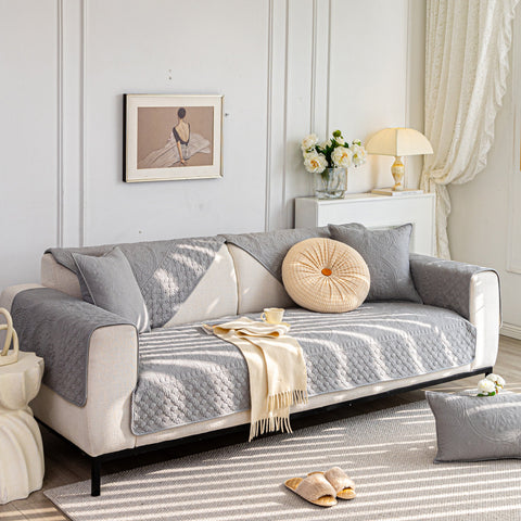 Slipcover KAS™ Cotton Quilted Sofa Cover, Non-Slip Couch Protector Fits Backrest, Seat & Armrest