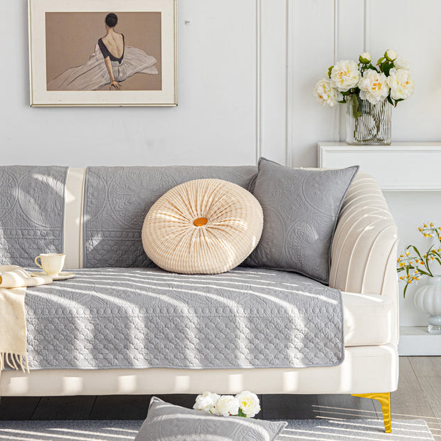 Slipcover KAS™ Cotton Quilted Sofa Cover, Non-Slip Couch Protector Fits Backrest, Seat & Armrest